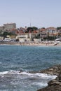 Praia da Azarujinha, beach in Estoril, portugal, view to town