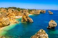 Praia da Marinha, beautiful beach Marinha in Algarve, Portugal. Navy Beach (Praia da Marinha), one of the most famous beaches of Royalty Free Stock Photo