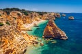 Praia da Marinha, beautiful beach Marinha in Algarve, Portugal. Navy Beach Praia da Marinha, one of the most famous beaches of Royalty Free Stock Photo