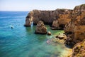 Praia da Marinha. Navy Beach - Algarve. According to Michelin guide it`s one of the most beautiful beaches of Portugal, in all of Royalty Free Stock Photo