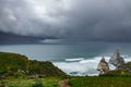 Praia da Ursa beach top view near Cabo da Roca cape in Portugal,