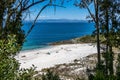 Praia de Figueiras beach at the east coast of Illas Cies, Galicia, Spain Royalty Free Stock Photo