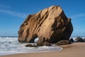 Praia de Santa Cruz beach rock boulder, in Torres Vedras, Portugal