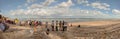 Praia de Xai Xai Mozambique, April, 2014: Pano of friendly beach soccor match at Praia de Xai Xai