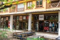 Fancy brand shops at the main street of Praia do Forte, popular beach near Salvador