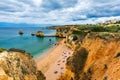 Praia Dona Ana beach with turquoise sea water and cliffs, Portugal. Beautiful Dona Ana Beach Praia Dona Ana in Lagos, Algarve, Royalty Free Stock Photo