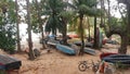 Praia Ilha do Frade, VitÃÂ³ria, EspÃÂ­rito Santo. Brazil. Fisherman boats and bike