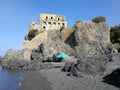 Praia a Mare - Beach at the Torre di Fiuzzi Royalty Free Stock Photo