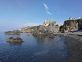 Praia a Mare - Scenery of the Fiuzzi Tower from the beach Royalty Free Stock Photo