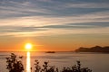 Praiano - Scenic sunset behind the Li Galli islands in the Mediterranean Sea. View from Positano,  Amalfi Coast, Italy, Europe. Royalty Free Stock Photo