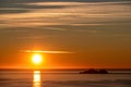 Praiano - Scenic sunset behind the Li Galli islands in the Mediterranean Sea. View from Positano,  Amalfi Coast, Italy, Europe. Royalty Free Stock Photo