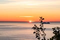 Praiano - Scenic sunset behind the Li Galli islands in the Mediterranean Sea. View from Positano,  Amalfi Coast, Italy, Europe. Royalty Free Stock Photo