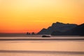 Praiano - Scenic sunset behind the Li Galli islands in the Mediterranean Sea. View from Positano,  Amalfi Coast, Italy, Europe. Royalty Free Stock Photo