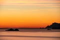 Praiano - Scenic sunset behind the Li Galli islands in the Mediterranean Sea. View from Positano,  Amalfi Coast, Italy, Europe. Royalty Free Stock Photo