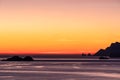 Praiano - Scenic sunset behind the Li Galli islands in the Mediterranean Sea. View from Positano,  Amalfi Coast, Italy, Europe. Royalty Free Stock Photo