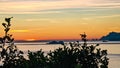 Praiano - Scenic view in the Mediterranean Sea after sunset. View from Positano,  Amalfi Coast, Italy, Europe. Royalty Free Stock Photo