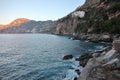 Praiano - Scorcio della costa dal Lido Gavitella all`alba Royalty Free Stock Photo