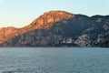 Praiano - Scorcio di Positano dal Lido Gavitella all`alba Royalty Free Stock Photo