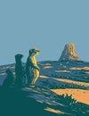 Prairie Dog in Devils Tower National Monument Wyoming WPA Poster Art Royalty Free Stock Photo