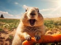 Prairie dog eating carrot Royalty Free Stock Photo