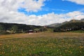 Prairie full of flowers ,High Mountain and Lake Cuopu Royalty Free Stock Photo