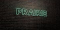 PRAIRIE -Realistic Neon Sign on Brick Wall background - 3D rendered royalty free stock image