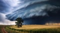 Prairie Storm Clouds ominous weather over a field Royalty Free Stock Photo