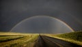Prairie Storm Rainbow Saskatchewan Royalty Free Stock Photo