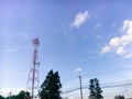 Prajinburi Thailand nature landscape scene blue sky and urban road to the natural feel fresh and attractive to travel in Asia Royalty Free Stock Photo