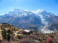 Praken Gompa - Panoramic view on a small house in Himalayan valley