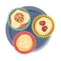 Praline Sweets as Dessert Served on Plate Vector Illustration