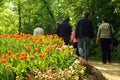 Pralormo, Piedmont, Italy. -04-25-2009- Messer Tulipano gardening exhibition with spring tulips blooming at Pralormo Castle