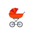 Pram, baby carriage in flat design. Vector cartoon illustration.