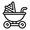 Pram icon, outline style Royalty Free Stock Photo