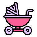 Pram icon, outline style Royalty Free Stock Photo