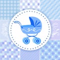 Pram on a patchwork background