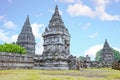 Prambanan or Candi Rara Jonggrang on Java Indonesia at sunset