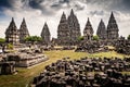 Prambanan hindu temple with ancient towers and old ruins. Sacred grounds of the largest hindu temple. (11-072022 - Java,