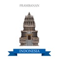 Prambanan Hindu Temple in Indonesia vector flat attraction
