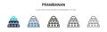 Prambanan icon in filled, thin line, outline and stroke style. Vector illustration of two colored and black prambanan vector icons