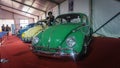 Green Volkswagen Beetle on display at Jogja VW Festival Royalty Free Stock Photo