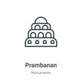 Prambanan outline vector icon. Thin line black prambanan icon, flat vector simple element illustration from editable monuments