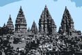 Prambanan Temple - Ancient Hindu Temples In Java, Indonesia vector form