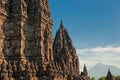 Prambanan temple with Merapi volcano, Indonesia Royalty Free Stock Photo