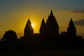 Prambanan temple at sunset, Java, Indonesia Royalty Free Stock Photo