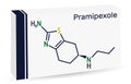 Pramipexole molecule. It is non-ergot dopamine agonist, medication. Skeletal chemical formula. Royalty Free Stock Photo