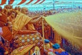 Pramukh Swami Maharaj spraying Holi Festival coloured water