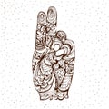 Prana mudra. Hand in yoga mudra.