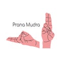 Prana mudra or Peace mudra or Shanti mudra. Yoga hand gesture. Meditation. Vector illustration in flat minimalism design. Royalty Free Stock Photo