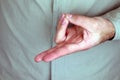 Prana mudra. Yogic hand gesture. Hand spirituality hindu yoga of fingers gesture